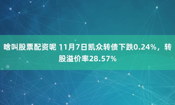 啥叫股票配资呢 11月7日凯众转债下跌0.24%，转股溢价率28.57%